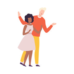 Young Couple Talking to Each Other and Gesturing Flat Style Vector Illustration