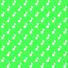 white musical note with green background repeat pattern