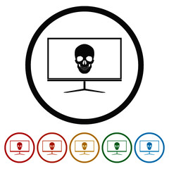 Computer with skull symbol, color set