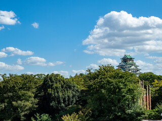 Obraz premium sky and trees with osaka castle