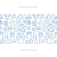 Christmas doodle endless background. Hand drawn Christmas holidays seamless pattern.