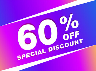 60% OFF Sale Discount Banner. Discount offer price tag. 60% OFF Special Discount offer