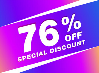 76% OFF Sale Discount Banner. Discount offer price tag. 76% OFF Special Discount offer
