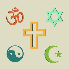 vector symbols of religions icons background