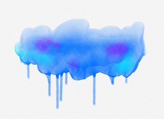 Abstract watercolor drawing on white background. Graphic design elements. Painted in blue color.