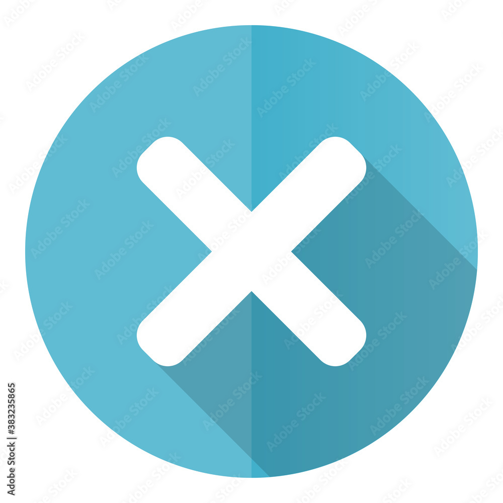 Poster cancel vector icon, cross flat design blue round web button isolated on white background