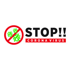 COVID - 19 Vector Concept Illustration Flat Abstract STOP CORONA VIRUS. STOP Sign Covid -19 icon design ISOLATED, White and Red.eps