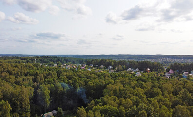 Beautiful top view of forest landscape with green trees