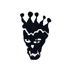 Skull crown cross Halloween logo icon face sign symbol Hand drawn Abstract angry scary design style Fashion print clothes apparel greeting invitation card banner poster badge cover wallpaper flyer