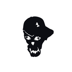 Skull cap hat winner halloween logo icon face sign symbol Hand drawn Abstract angry scary design style Fashion print clothes apparel greeting invitation card banner poster badge cover wallpaper flyer