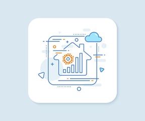 Coronavirus statistics line icon. Abstract vector button. Covid-19 confirmed cases graph sign. Corona virus pandemic symbol. Coronavirus statistics line icon. Home concept badge. Vector