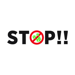 COVID - 19 Vector Concept Illustration Flat Abstract STOP CORONA VIRUS. STOP Sign Covid -19 icon design ISOLATED, White and Red.eps