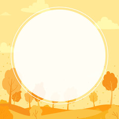 Autumn field with circle paper