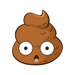 Vector kawaii shocked poop emoji. 