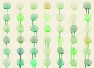 Abstract watercolor drawing on paper texture background. Graphic design elements. Painted in green color.
