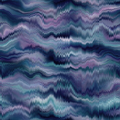 Fototapeta na wymiar Seamless abstract wave pattern. Vivid degrade blur ombre radiant surreal blurry saturated digital wavy ocean water seamless repeat raster jpg swatch. Soft gentle subtle fuzzy soft out of focus blobs.