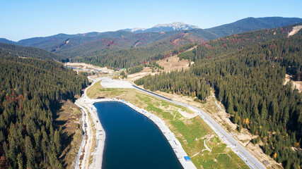 Fototapeta premium View of an artificial lake in the Ukrainian Carpathians