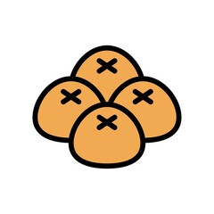 bakery shop icons related baked cake roll with slices vectors with editable stroke,