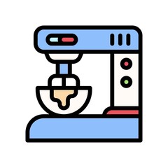 bakery shop icons related ice cream machine with bowl and buttons vectors with editable stroke,