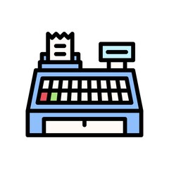 bakery shop icons related bill machine with bill and buttons vectors with editable stroke,