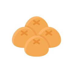 bakery shop icons related baked cake roll with slices vectors in flat style,