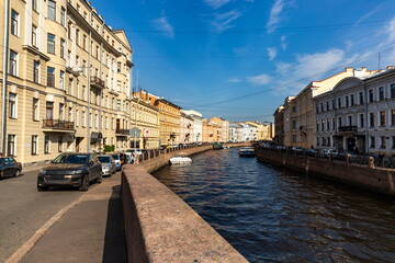 Embankment of the Moyka river in Saint-Petersburg.