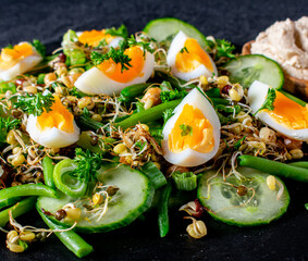green salad with boiled eggs