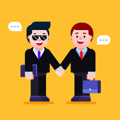 Obraz premium Businessman character handshaking dealing business