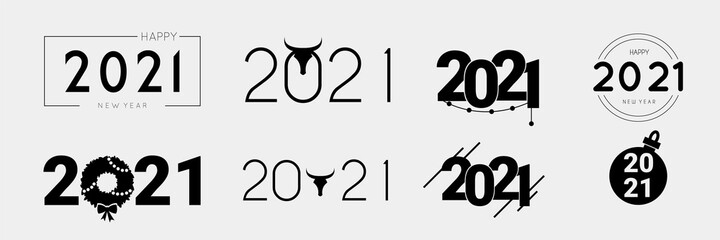 2021 logo new year number emblems with text. Vector stock illustration