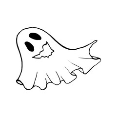 Halloween doodle ghost element. Isolated vector illustration for design