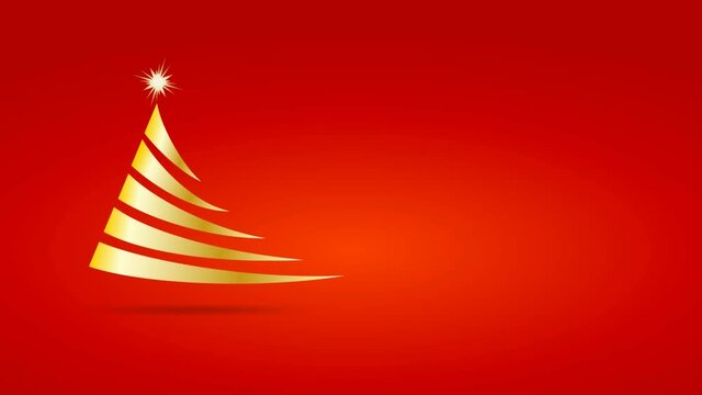 Christmas greeting. Animated abstract golden Christmas tree with copy space