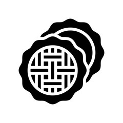 bakery shop icons related baked waffles or biscuits with strips vectors in solid design,