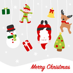 Christmas card with Santa and friends - colorful