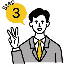 男性　若い　スーツ　ベクター　ポップ　ステップ　3
