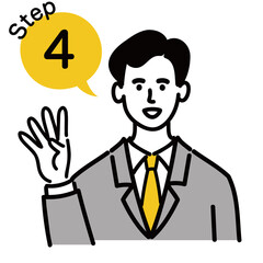 男性　若い　スーツ　ベクター　ポップ　ステップ　4
