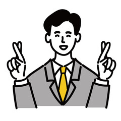 男性　若い　スーツ　ベクター　ポップ　幸運を祈る
