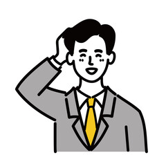 男性　若い　スーツ　ベクター　ポップ　照れる
