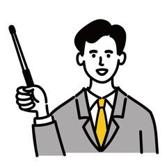 男性　若い　スーツ　ベクター　ポップ　説明　棒
