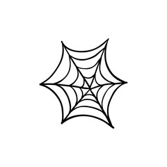 Halloween spider web doodle element. Isolated vector illustration for october holiday design