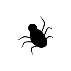 Halloween spider black silhouette doodle element. Isolated vector illustration
