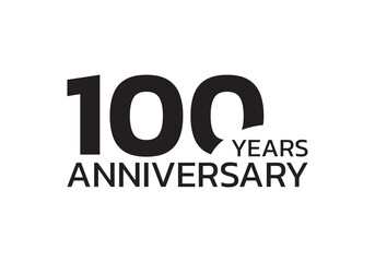 100th anniversary logo. 100 years celebrating icon or badge. Vector illustration.