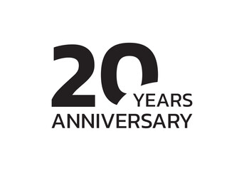 20th anniversary logo. 20 years celebrating icon or badge. Vector illustration.