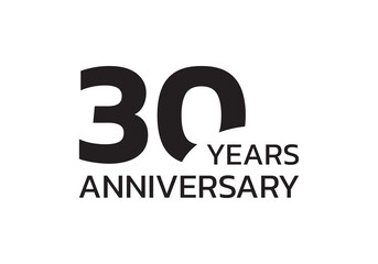 30th anniversary logo. 30 years celebrating icon or badge. Vector illustration.