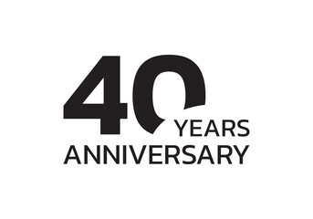 40th anniversary logo. 40 years celebrating icon or badge. Vector illustration.
