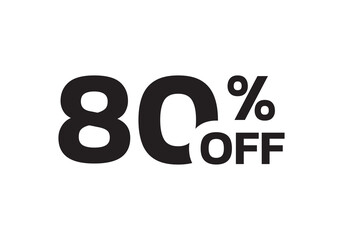 80 percent price off icon, label or tag. Sale banner. Discount badge or sticker design. Vector illustration.
