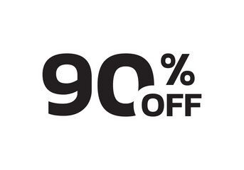 90 percent price off icon, label or tag. Sale banner. Discount badge or sticker design. Vector illustration.