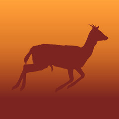 Running deer in a clearing at dawn.