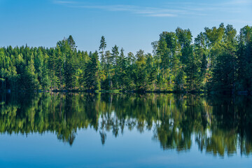 Fototapeta na wymiar Beautiful summer view across a lake in Sweden