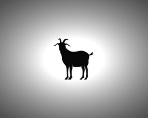 Goat Silhouette on White Background. Isolated Vector Animal Template for Logo Company, Icon, Symbol etc