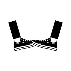 Foot shake. Greeting hit your foot. Safe greeting to prevent Covid-19 coronavirus influenza infection vector illustration in black and white. New normal greeting method.